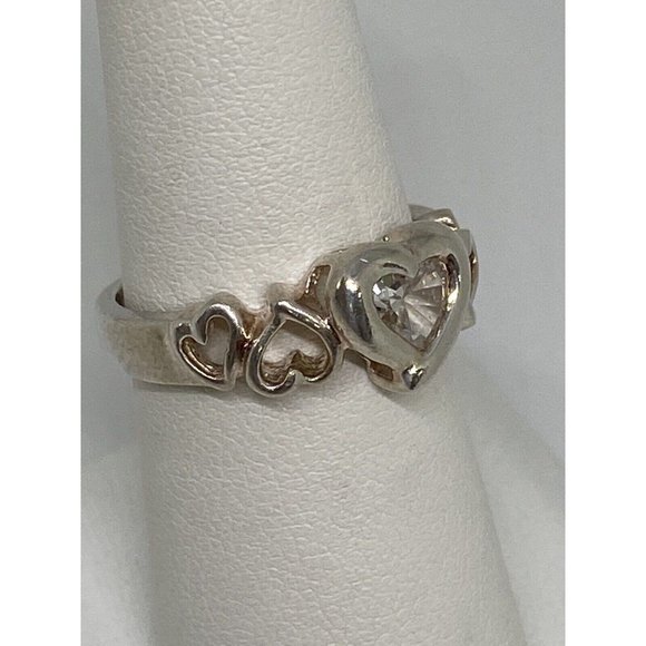 925 STERLING SILVER RING WITH CZ   SIZE  6.75  - Picture 3 of 10